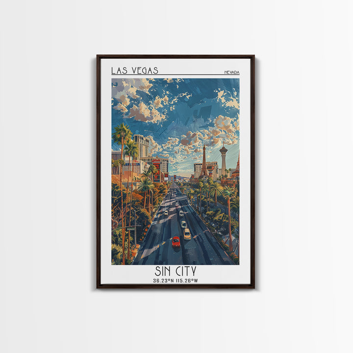Las Vegas Travel Poster, Framed Canvas Print, Retro Wall Art, Travel Print, Wall Art, Vintage Travel, Gallery Wall Set, Poster Print