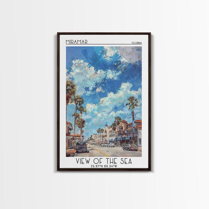 Miramar Travel Poster, Framed Canvas Print, City Travel Poster, Travel Wall Art, Modern Wall Decor, Minimalist Poster, Landscape Art