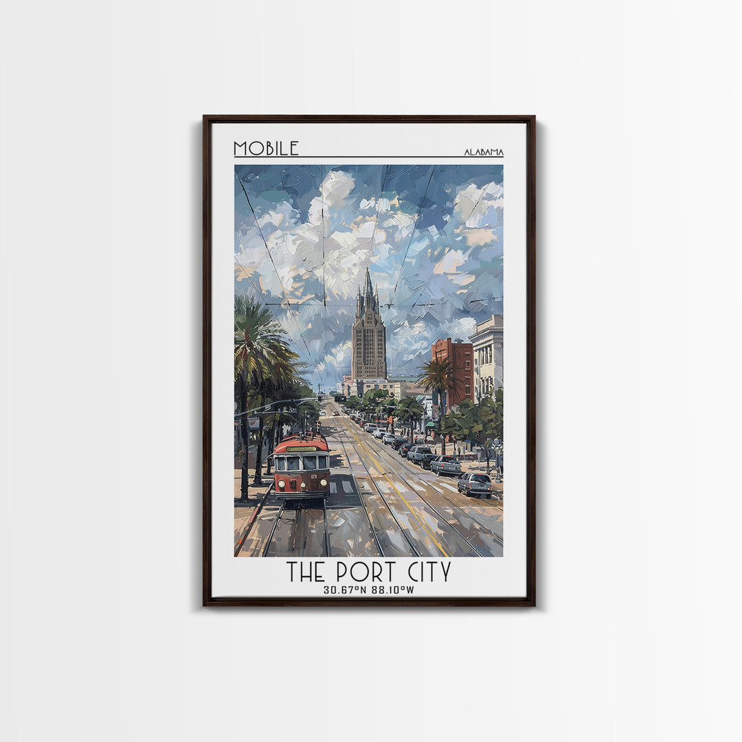 Mobile Travel Poster, Framed Canvas Print, Poster Print, Travel Wall Art, Colorful Wall Art, Home Office Decor, Mid Century Wall Art