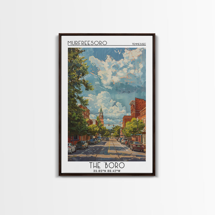 Murfreesboro Travel Poster, Framed Canvas Print, Vintage Travel Print, City Wall Art, Travel Posters, Vintage Poster, Vintage Travel