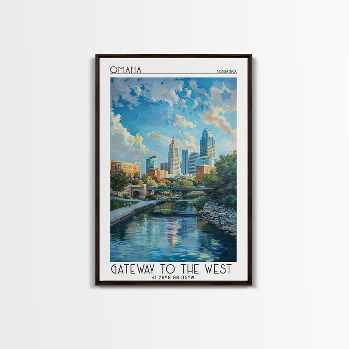 Omaha Travel Poster, Canvas Print, Travel Prints, Landscape Art, City Art Print, Living Room Wall Art, Home Decor, City Illustration