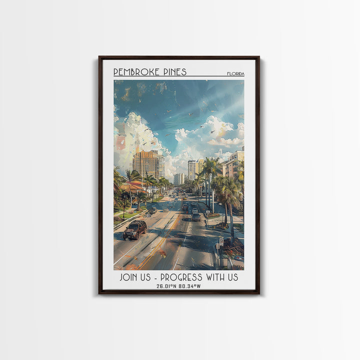 Pembroke Pines Travel Poster, Canvas Print, City Travel Poster, Travel Wall Art, Travel Print, Living Room Wall Art, Vintage Posters