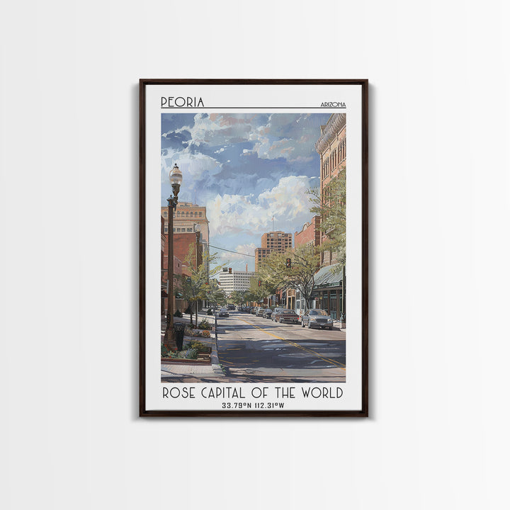 Peoria Travel Poster, Framed Canvas Print, Travel Wall Decor, Minimalist Poster, Modern Wall Decor, Travel Posters, Travel Art Print