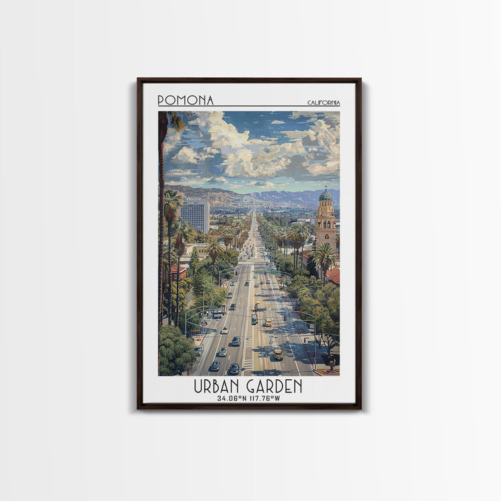 Pomona Travel Poster, Framed Canvas Print, City Art Print, Travel Wall Art, Retro Travel Print, Vintage Travel Print, Travel Posters