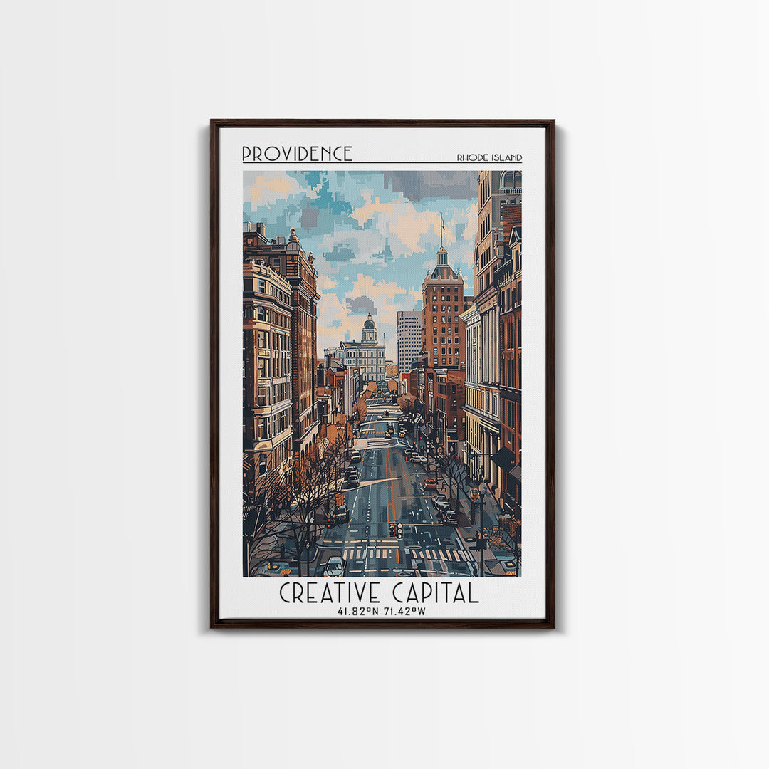 Providence Travel Poster, Canvas Print, Travel Prints, Landscape Art, Fine Art Print, Wall Art, City Illustration, Colorful Wall Art