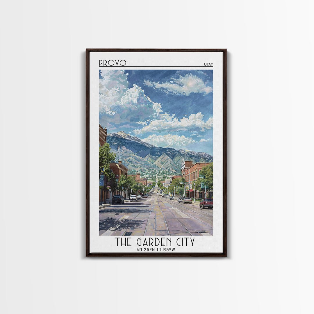 Provo Travel Poster, Framed Canvas Print, City Travel Poster, Travel Wall Decor, Retro Travel Poster, City Art Print, Retro Wall Art