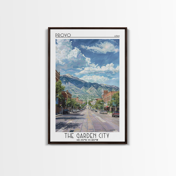 Provo Travel Poster, Framed Canvas Print, City Travel Poster, Travel Wall Decor, Retro Travel Poster, City Art Print, Retro Wall Art