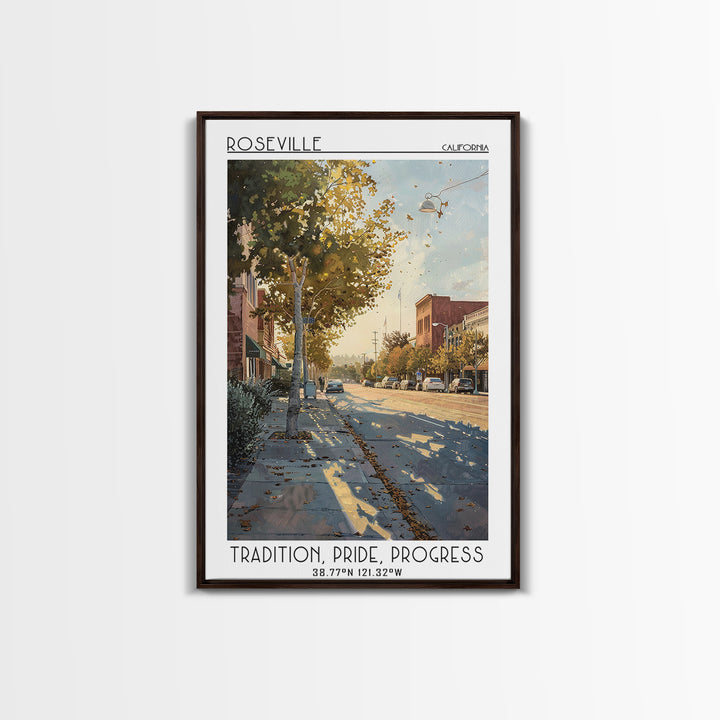 Roseville Travel Poster, Canvas Print, Travel Wall Decor, Minimalist Poster, Fine Art Print, Retro Travel Poster, City Travel Poster