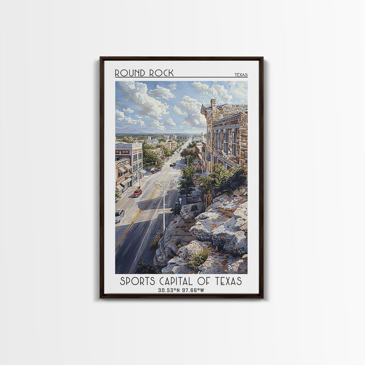 Round Rock Travel Poster, Framed Canvas Print, Travel Wall Decor, Minimalist Poster, Home Decor, Travel Wall Art, City Travel Poster