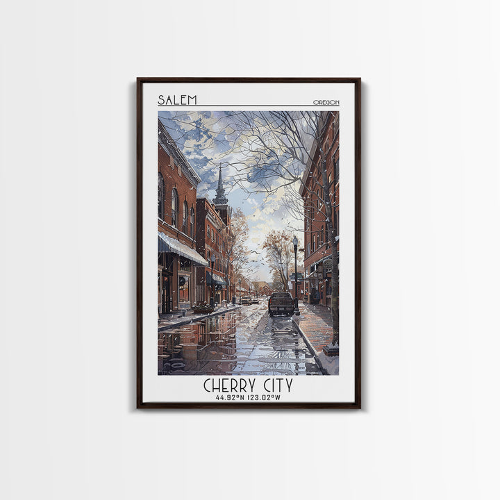 Salem Travel Poster, Canvas Print, Retro Wall Art, Travel Print, Retro Travel Poster, Wall Art, City Illustration, Minimalist Poster