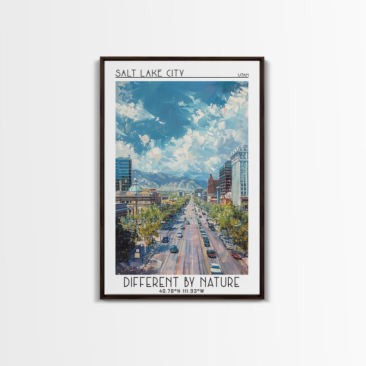 Salt Lake City Travel Poster, Framed Canvas Print, Retro Wall Art, Travel Print, Vintage Posters, City Art Print, Retro Travel Print
