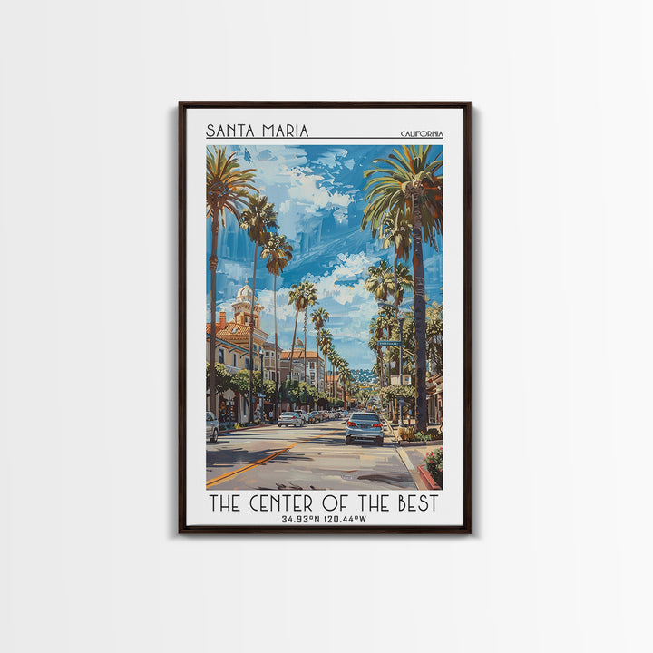 Santa Maria Travel Poster, Framed Canvas Print, City Travel Poster, Travel Wall Decor, Minimalist Poster, Poster Print, Travel Print