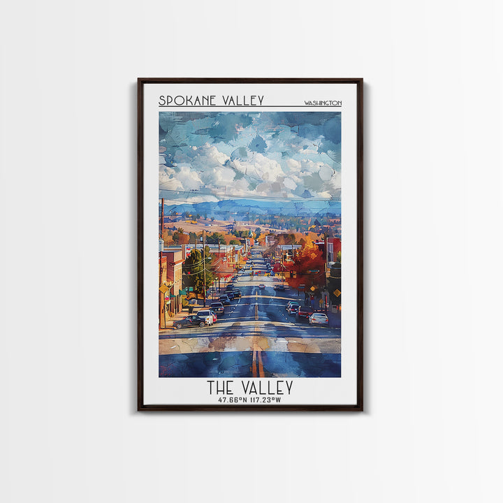 Spokane Valley Travel Poster, Canvas Print, Travel Wall Decor, Minimalist Poster, Living Room Wall Art, City Art Print, Travel Print