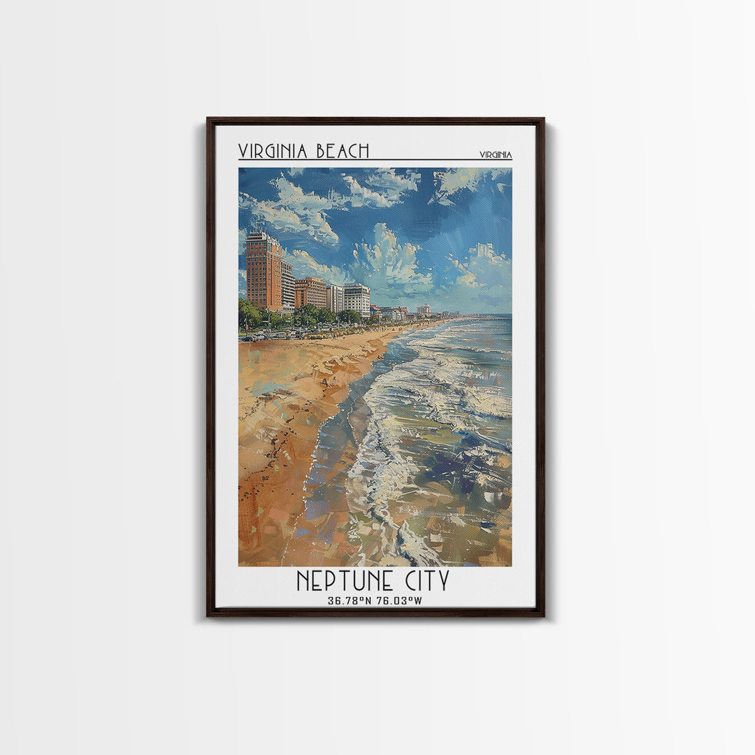 Virginia Beach Travel Poster, Canvas Print, City Travel Poster, Travel Wall Art, Vintage City Poster, Vintage Travel, City Art Print