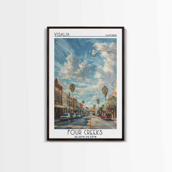 Visalia Travel Poster, Framed Canvas Print, City Travel Poster, Vintage City Poster, Wanderlust Gift, Travel Posters, Vintage Travel