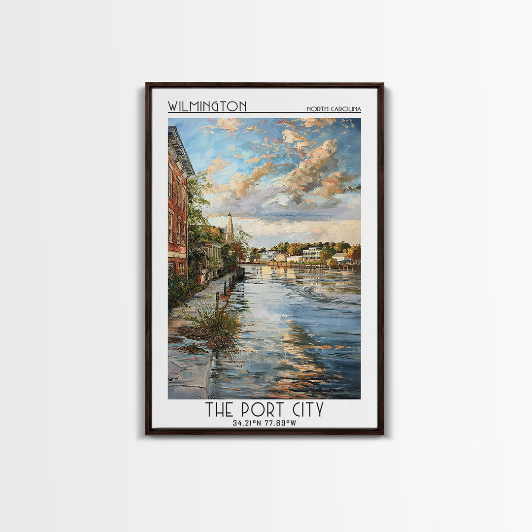 Wilmington Travel Poster, Framed Canvas Print, Travel Wall Art, City Wall Art, Minimalist Poster, Vintage Posters, City Illustration