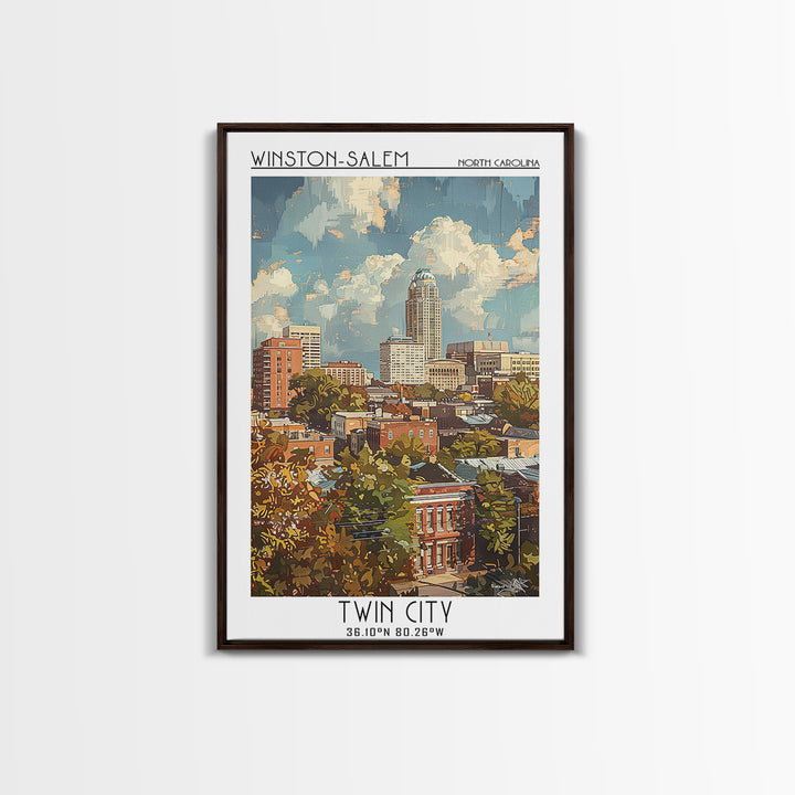Winston-Salem Travel Poster, Canvas Print, City Travel Poster, Travel Wall Decor, Colorful Wall Art, City Art Print, Travel Wall Art