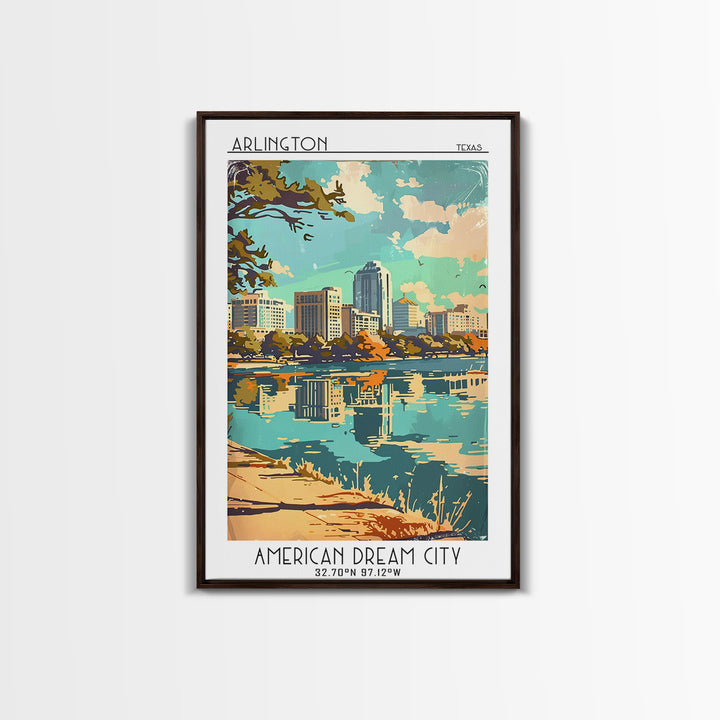 Arlington Travel Poster, Framed Canvas Print, City Travel Poster, Travel Wall Art, City Art Print, City Illustration, Vintage Poster