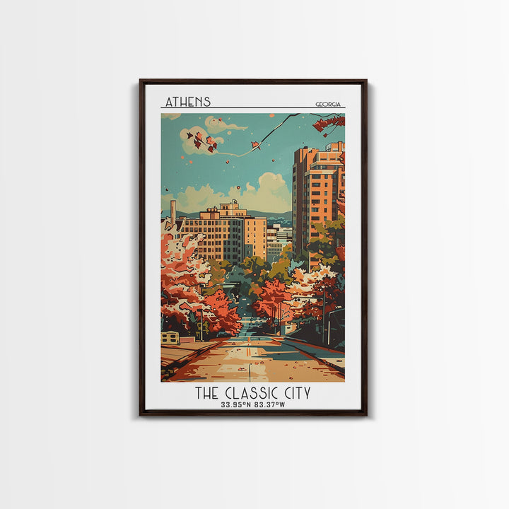 Athens Travel Poster, Framed Canvas Print, Travel Wall Decor, Minimalist Poster, City Wall Art, Travel Art Print, City Travel Poster