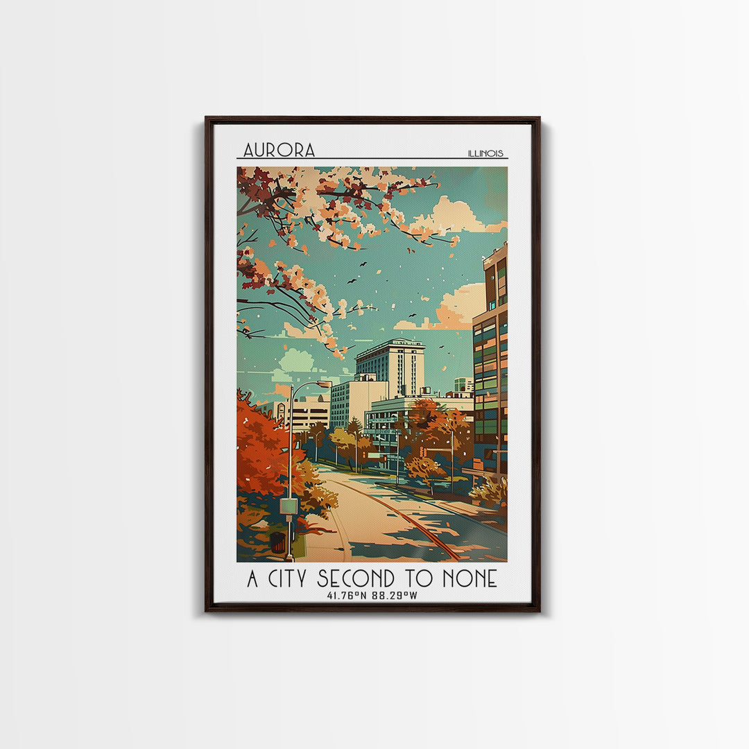 Aurora Illinois Travel Poster, Canvas Print, Vintage Travel Print, City Wall Art, City Travel Poster, Vintage Posters, Landscape Art