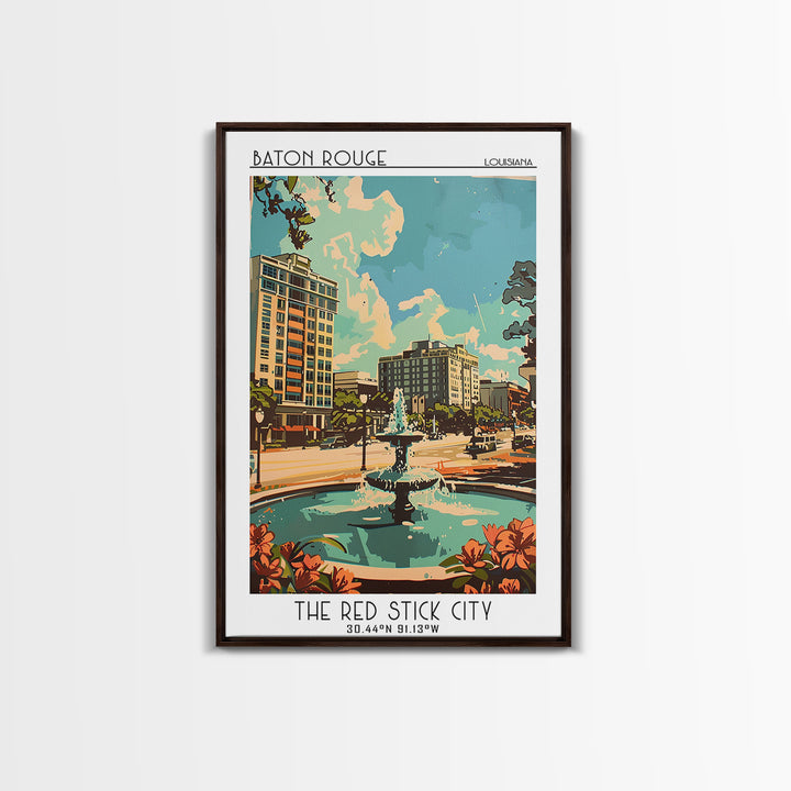 Baton Rouge Travel Poster, Framed Canvas Print, City Art Print, Travel Wall Art, Minimalist Poster, Travel Art Print, Fine Art Print