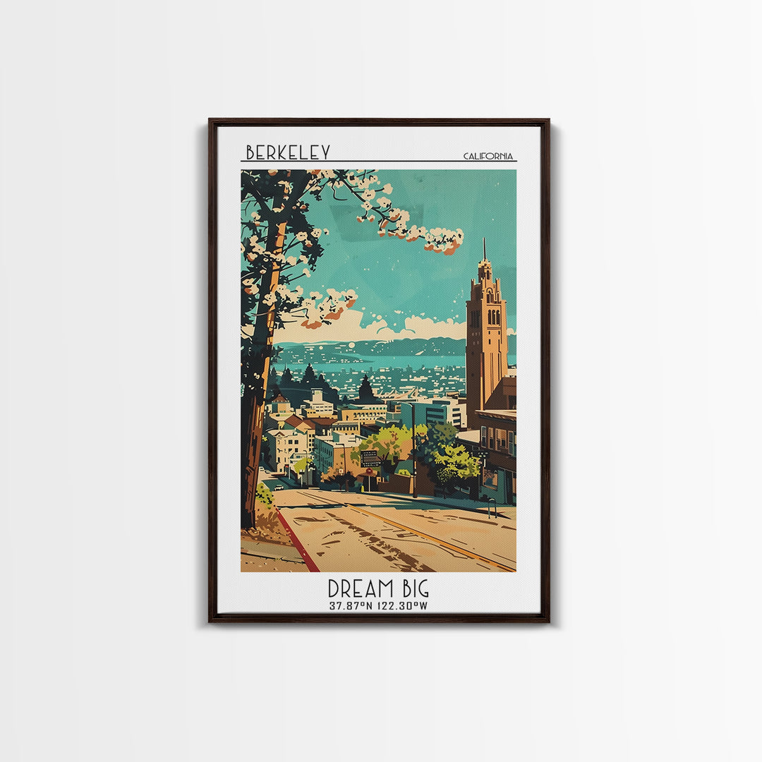 Berkeley Travel Poster, Canvas Print, Retro Travel Poster, City Wall Art, Colorful Wall Art, Travel Prints, Retro Wall Art, Wall Art