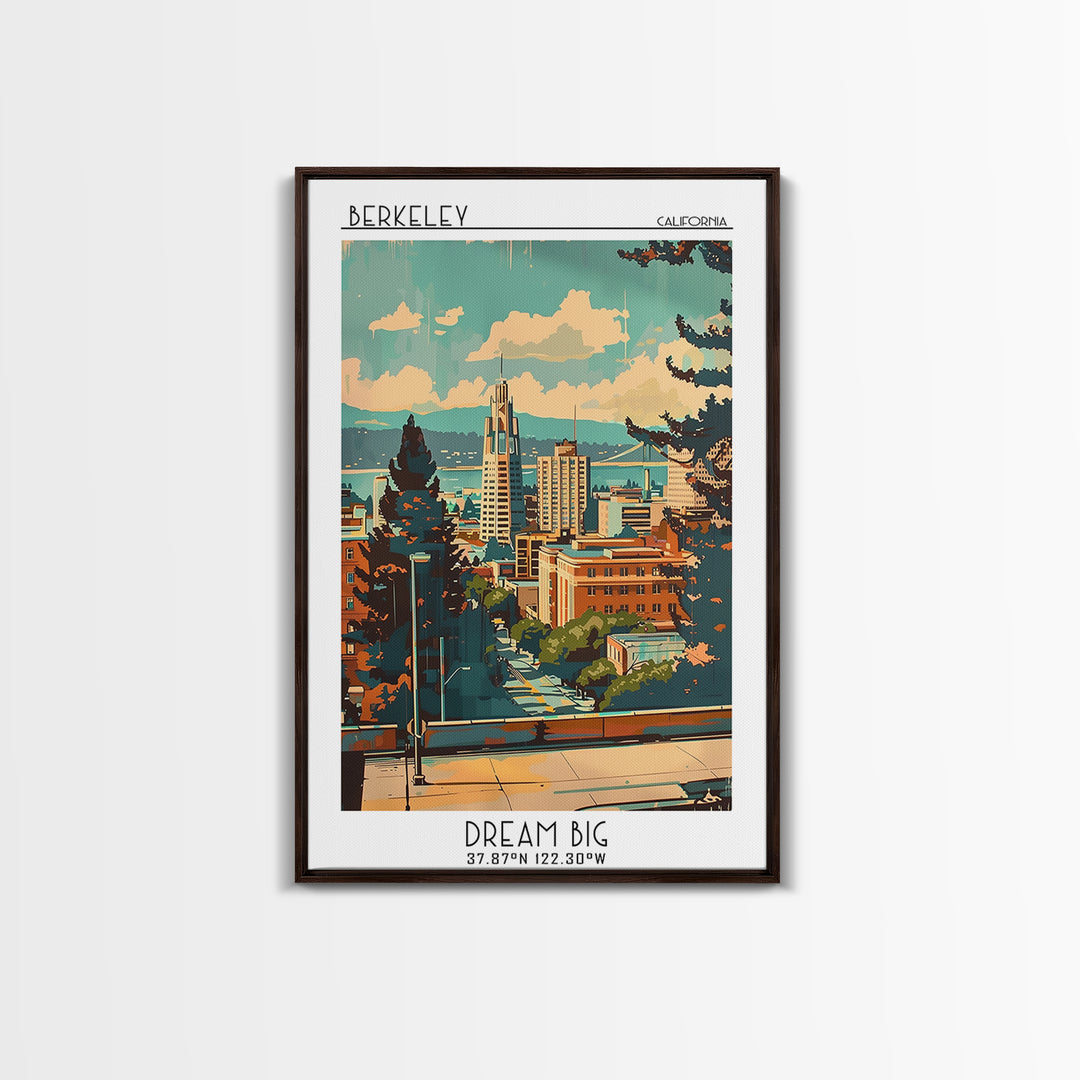 Berkeley California Travel Poster, Canvas Print, Travel Wall Art, City Wall Art, Watercolor Cityscape, Travel Print, Wanderlust Gift