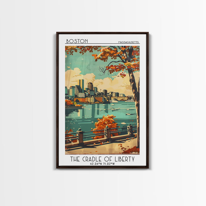 Boston Massachusetts Travel Poster, Canvas Print, Travel Prints, Landscape Art, City Art Print, Minimalist Poster, Home Office Decor