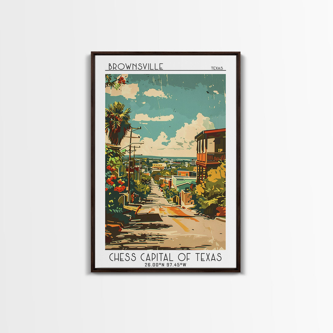 Brownsville Travel Poster, Framed Canvas Print, Poster Print, Travel Wall Art, Gallery Wall Set, Vintage Posters, Retro Travel Print