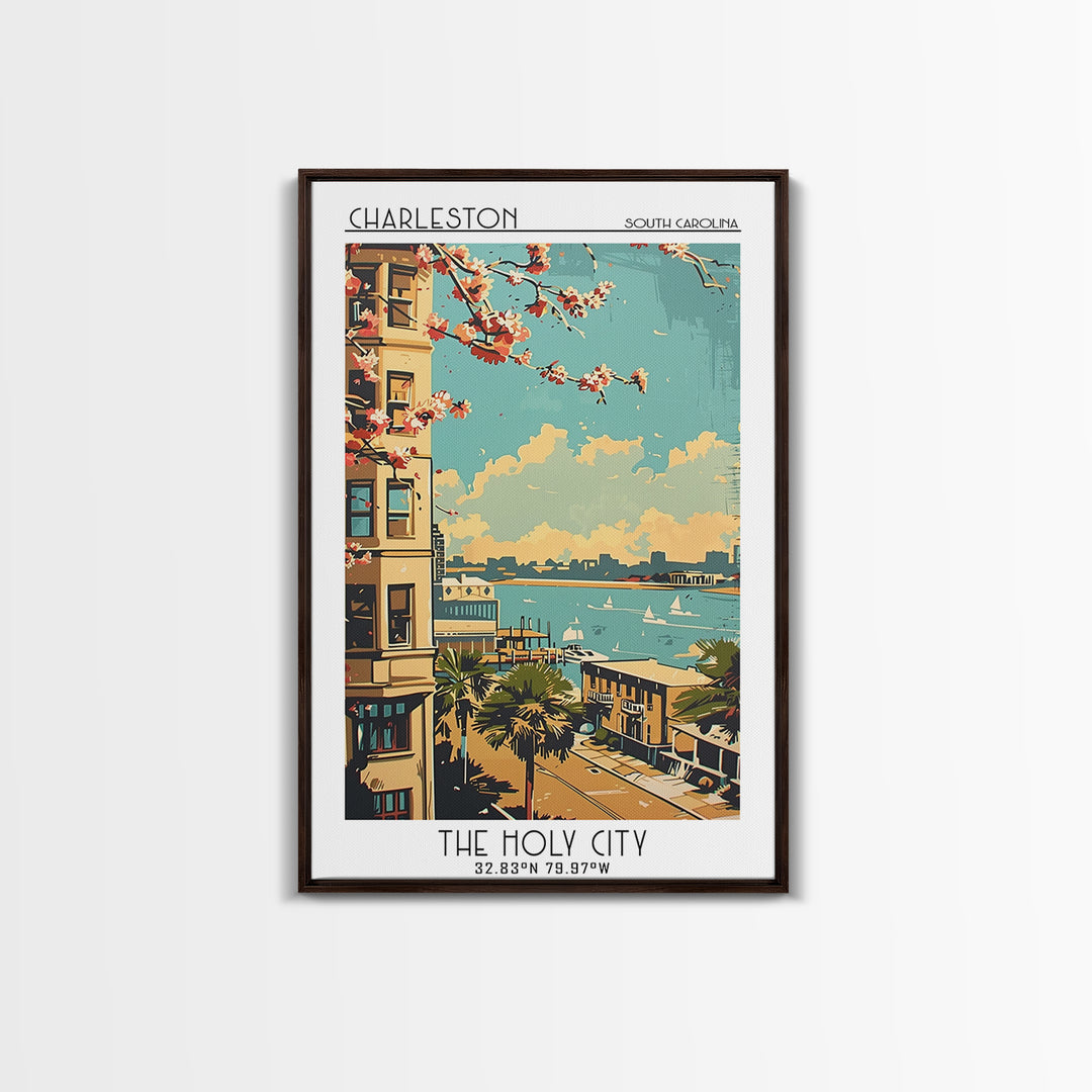 Charleston Travel Poster, Framed Canvas Print, City Travel Poster, Vintage City Poster, Gallery Wall Set, Poster Art, Travel Posters