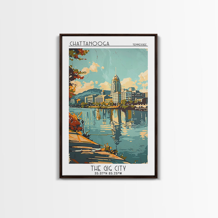Chattanooga Tennessee Travel Poster, Framed Canvas Print, Travel Wall Decor, Minimalist Poster, City Travel Poster, Travel Art Print