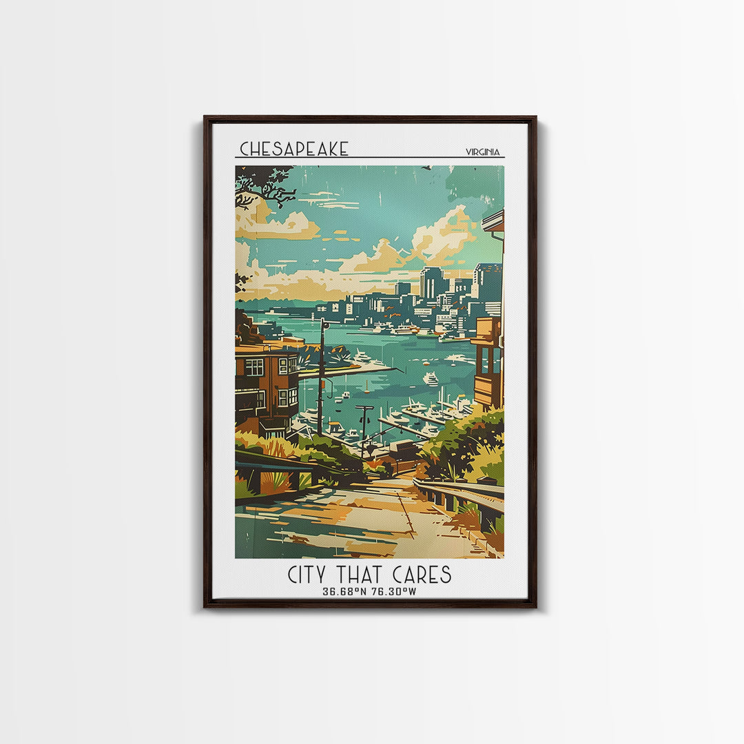 Chesapeake Travel Poster, Framed Canvas Print, Vintage Travel Print, City Wall Art, Fine Art Print, Vintage Travel, Gallery Wall Set