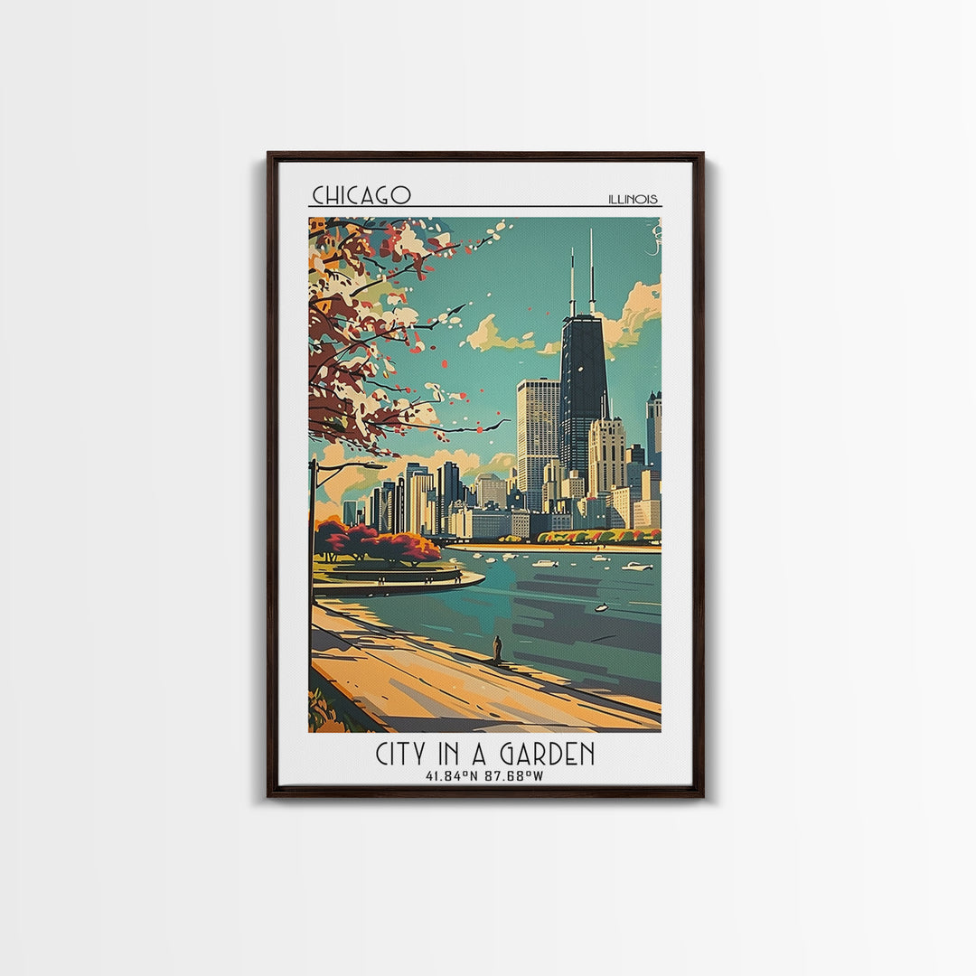 Chicago Illinois Travel Poster, Canvas Print, City Travel Poster, Vintage City Poster, Poster Print, City Wall Art, Gallery Wall Set
