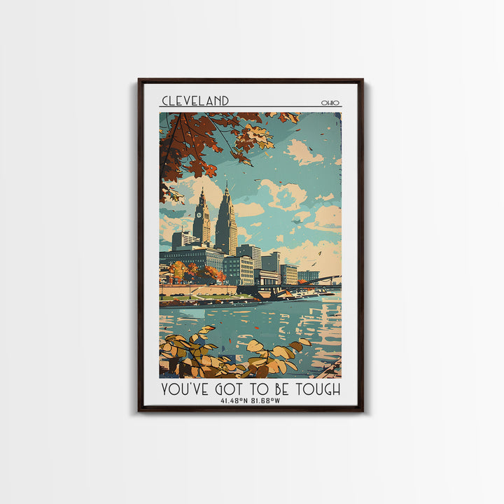 Cleveland Ohio Travel Poster, Framed Canvas Print, City Travel Poster, Vintage City Poster, Mid Century Wall Art, Retro Travel Print
