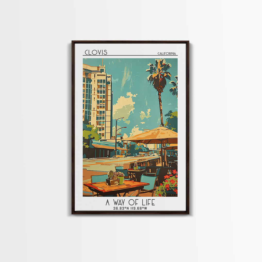 Clovis Travel Poster, Framed Canvas Print, Travel Wall Art, City Wall Art, Vintage Travel Print, Travel Art Print, Minimalist Poster