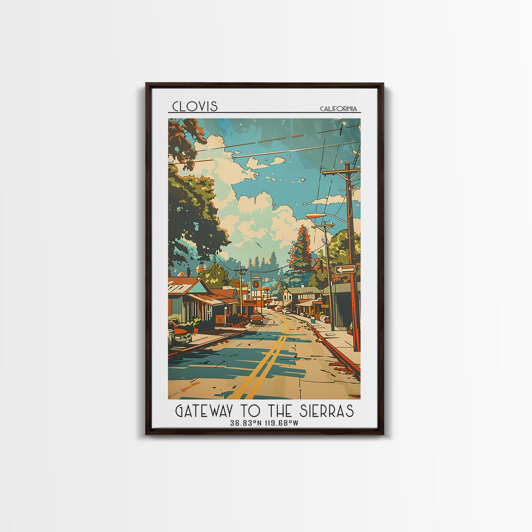 Clovis California Travel Poster, Framed Canvas Print, Travel Wall Art, City Wall Art, Fine Art Print, Wall Art, Vintage Travel Print