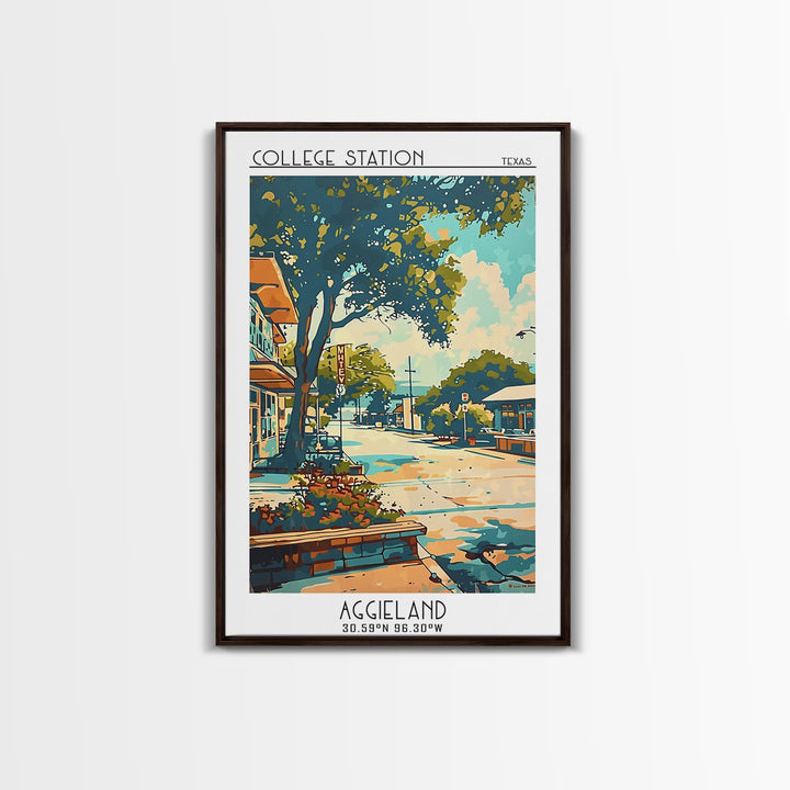 College Station Travel Poster, Framed Canvas Print, Poster Print, Travel Wall Art, Fine Art Print, City Travel Poster, Landscape Art