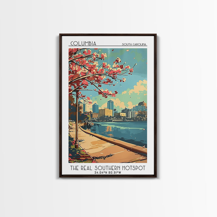 Columbia South Carolina Travel Poster, Canvas Print, City Travel Poster, Travel Wall Decor, Fine Art Print, Art Print, Landscape Art