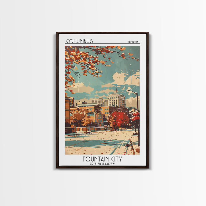 Columbus Travel Poster, Framed Canvas Print, Retro Wall Art, Travel Print, Poster Print, Wall Art, City Travel Poster, City Wall Art