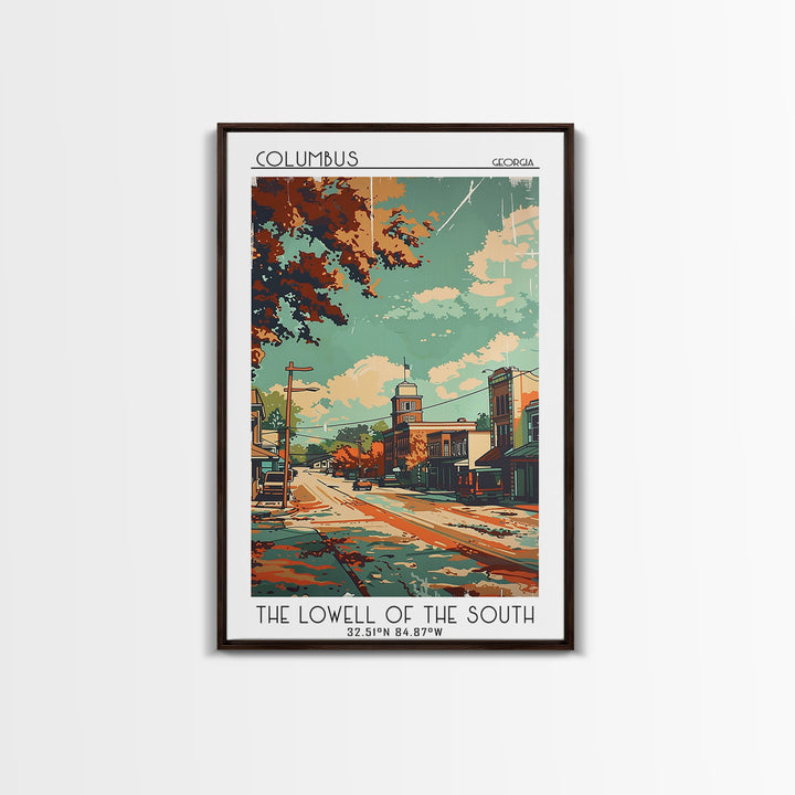 Columbus Georgia Travel Poster, Framed Canvas Print, City Travel Poster, Travel Wall Decor, Travel Prints, Fine Art Print, Art Print