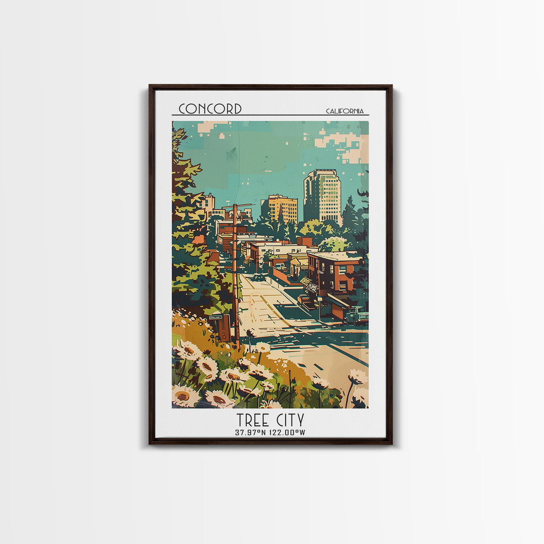 Concord Travel Poster, Framed Canvas Print, City Art Print, Travel Wall Art, Fine Art Print, City Travel Poster, Retro Travel Poster