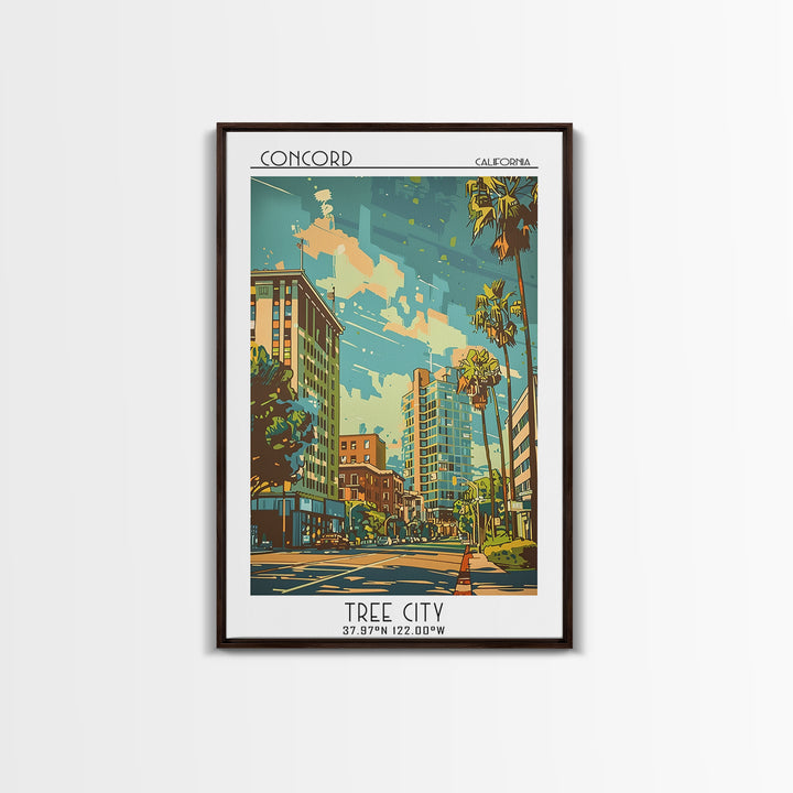 Concord California Travel Poster, Canvas Print, Travel Wall Decor, Minimalist Poster, Wanderlust Gift, Landscape Art, Retro Wall Art
