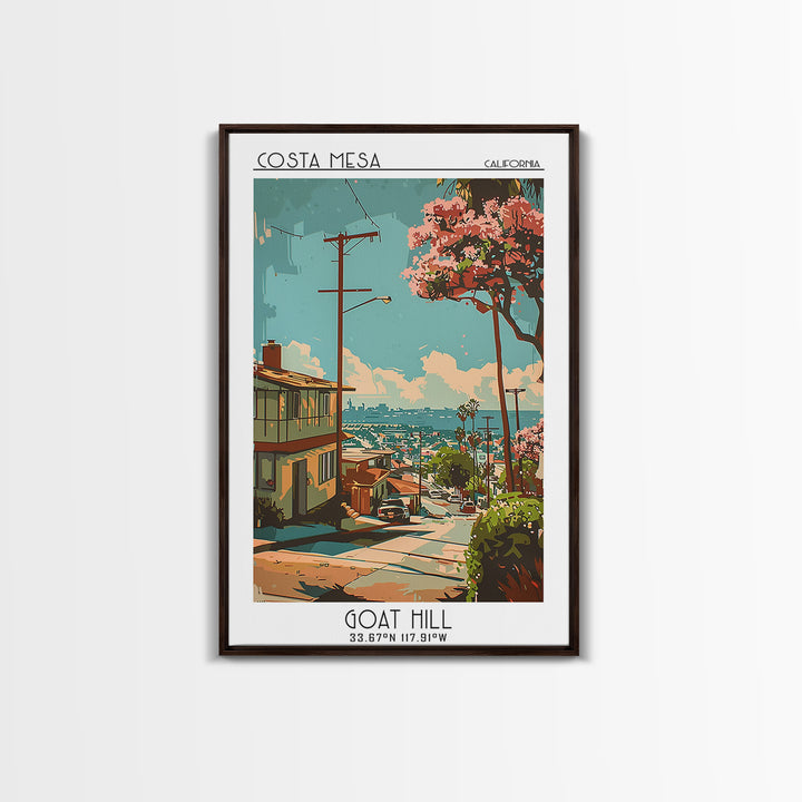 Costa Mesa Travel Poster, Canvas Print, Travel Prints, Landscape Art, Travel Wall Decor, Travel Wall Art, Poster Art, Retro Wall Art