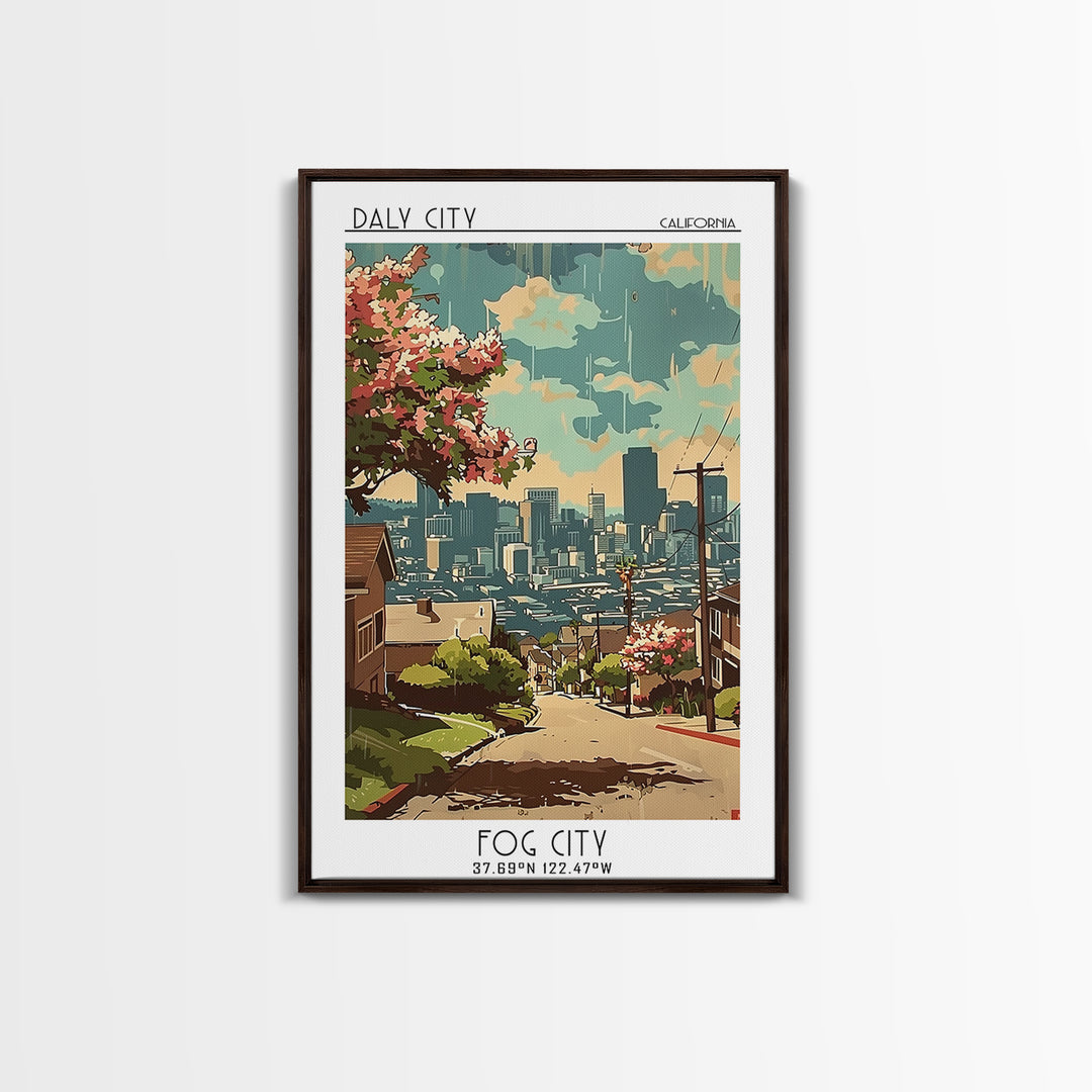 Daly City California Travel Poster, Canvas Print, Poster Print, Travel Wall Art, Vintage Posters, Retro Wall Art, Vintage Travel Art