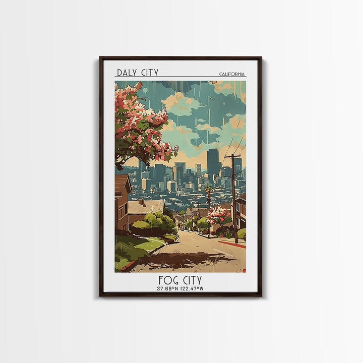 Daly City California Travel Poster, Canvas Print, Poster Print, Travel Wall Art, Vintage Posters, Retro Wall Art, Vintage Travel Art