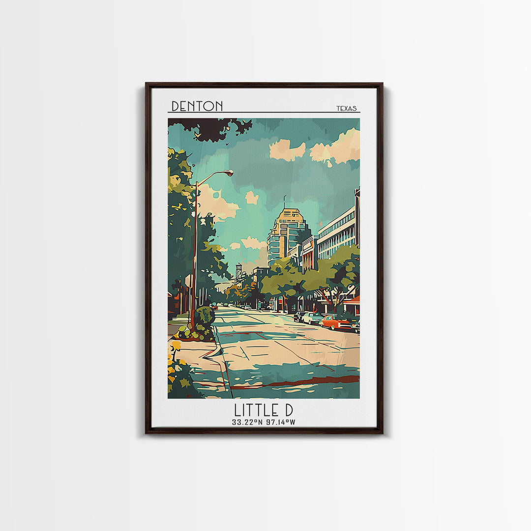 Denton Texas Travel Poster, Framed Canvas Print, City Travel Poster, Travel Wall Art, Poster Print, Fine Art Print, Travel Art Print