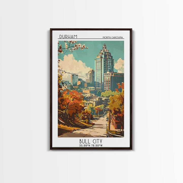Durham North Carolina Travel Poster, Canvas Print, City Art Print, Travel Wall Art, Travel Posters, City Illustration, City Wall Art