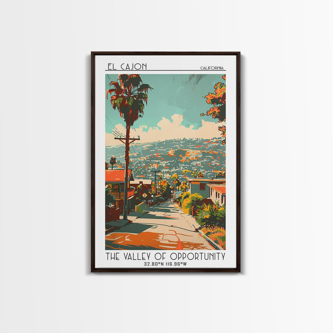 El Cajon California Travel Poster, Canvas Print, Travel Wall Art, City Wall Art, Wanderlust Gift, Vintage Travel Print, Poster Print