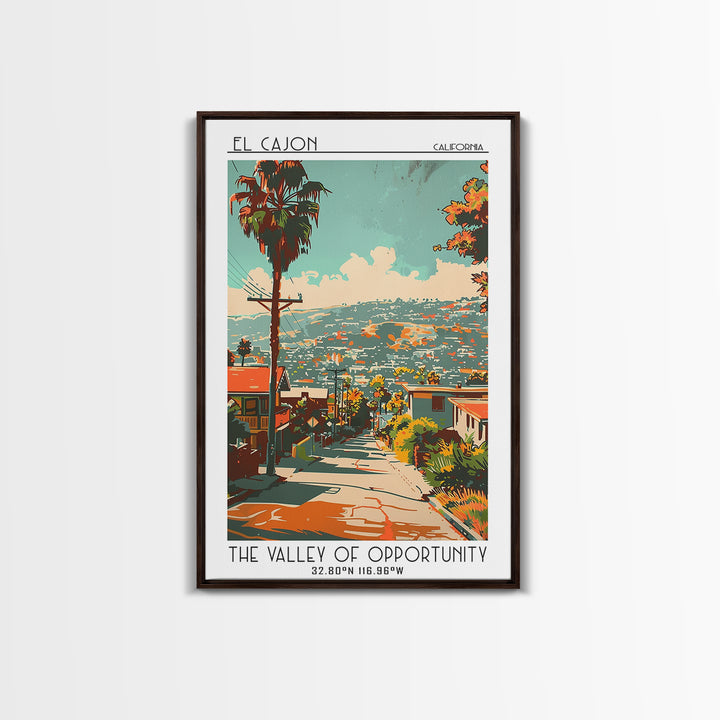 El Cajon California Travel Poster, Canvas Print, Travel Wall Art, City Wall Art, Wanderlust Gift, Vintage Travel Print, Poster Print