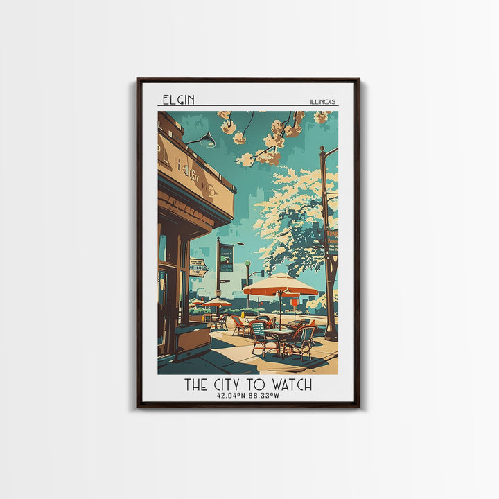 Elgin Travel Poster, Framed Canvas Print, City Art Print, Travel Wall Art, City Travel Poster, Colorful Wall Art, Retro Travel Print